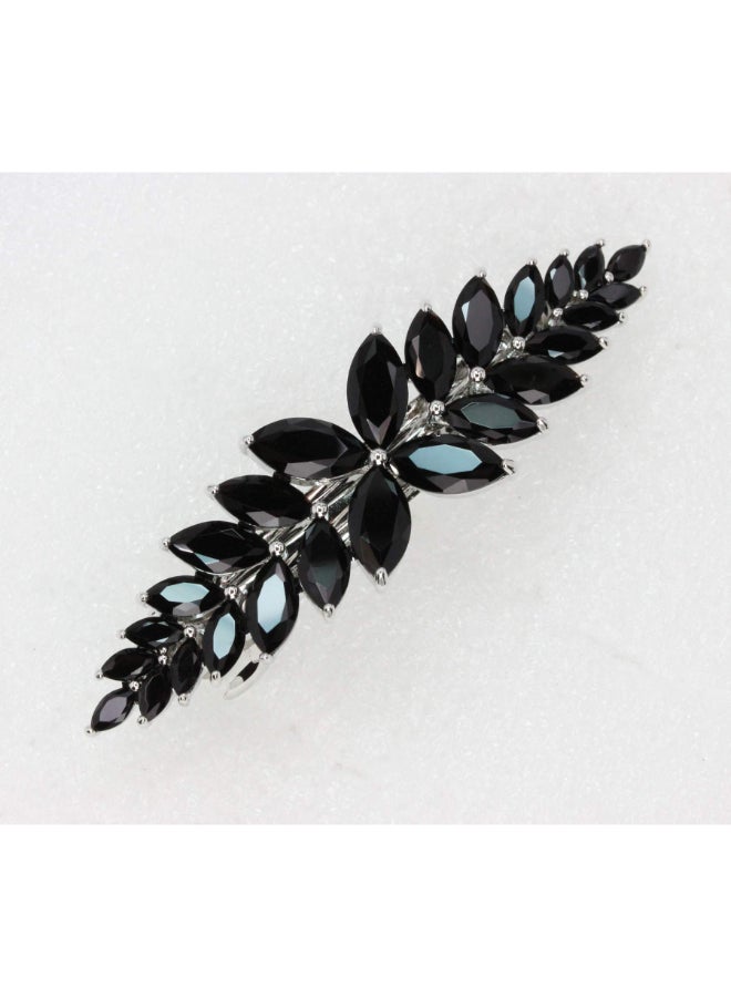 Faship Gorgeous Black CZ Crystal floral Hair Barrette - Image 4