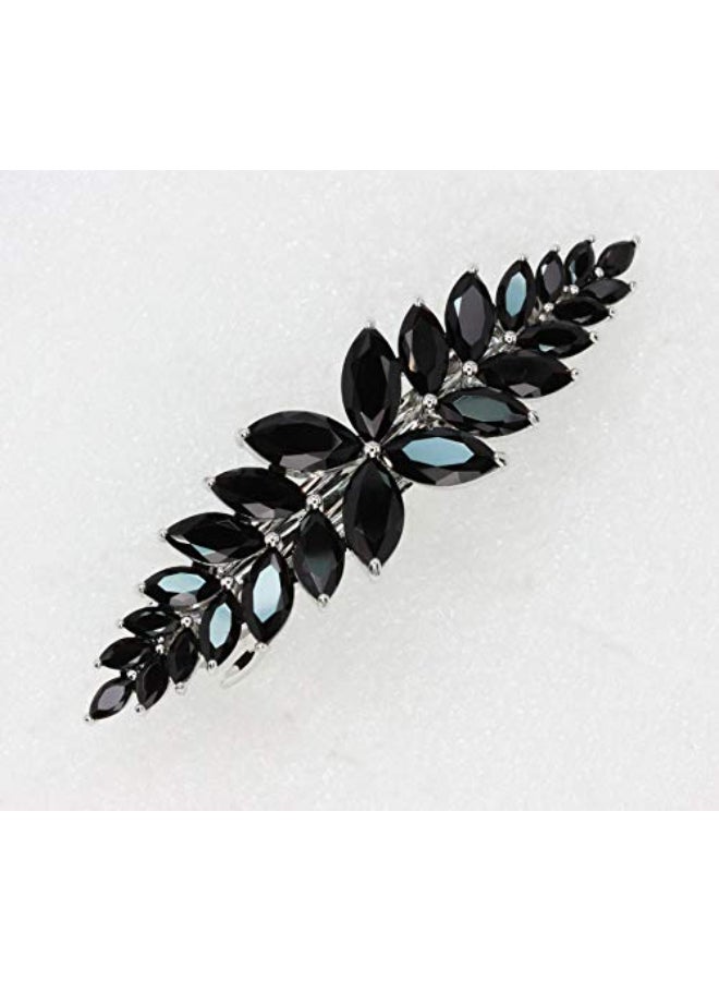 Faship Gorgeous Black CZ Crystal floral Hair Barrette - Image 3