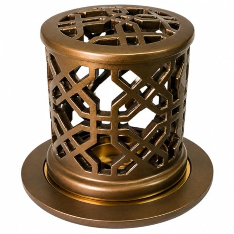 HGS Geometric Ceramic Bakhoor Burner, Champagne, Elegant Home Decor - Image 1