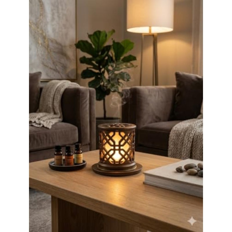 HGS Geometric Ceramic Bakhoor Burner, Champagne, Elegant Home Decor - Image 2