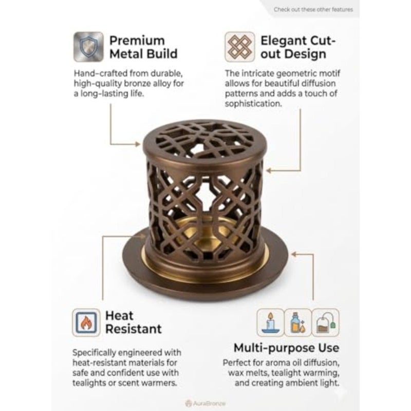 HGS Geometric Ceramic Bakhoor Burner, Champagne, Elegant Home Decor - Image 4