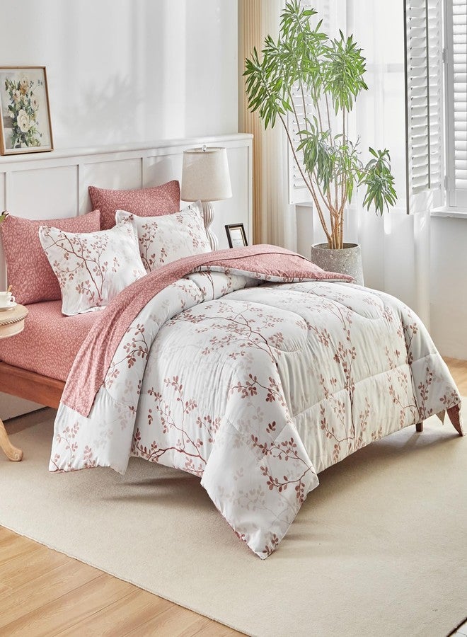AIKASY Twin Comforter Set 6 Pieces- Soft Microfiber, Reversible Cute Floral Bedding Comforter Sets (1 Comforter, 2 Pillow Shams, 1 Flat Sheet, 1 Fitted Sheet, 2 Pillowcases) - Image 2
