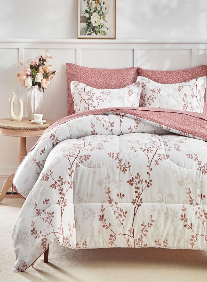 AIKASY Twin Comforter Set 6 Pieces- Soft Microfiber, Reversible Cute Floral Bedding Comforter Sets (1 Comforter, 2 Pillow Shams, 1 Flat Sheet, 1 Fitted Sheet, 2 Pillowcases) - Image 1