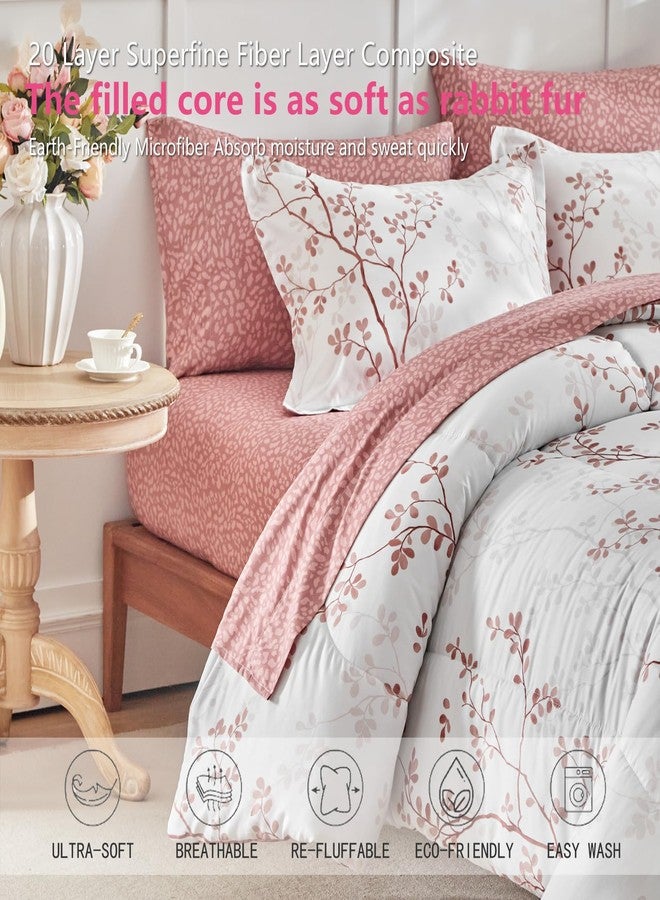 AIKASY Twin Comforter Set 6 Pieces- Soft Microfiber, Reversible Cute Floral Bedding Comforter Sets (1 Comforter, 2 Pillow Shams, 1 Flat Sheet, 1 Fitted Sheet, 2 Pillowcases) - Image 5