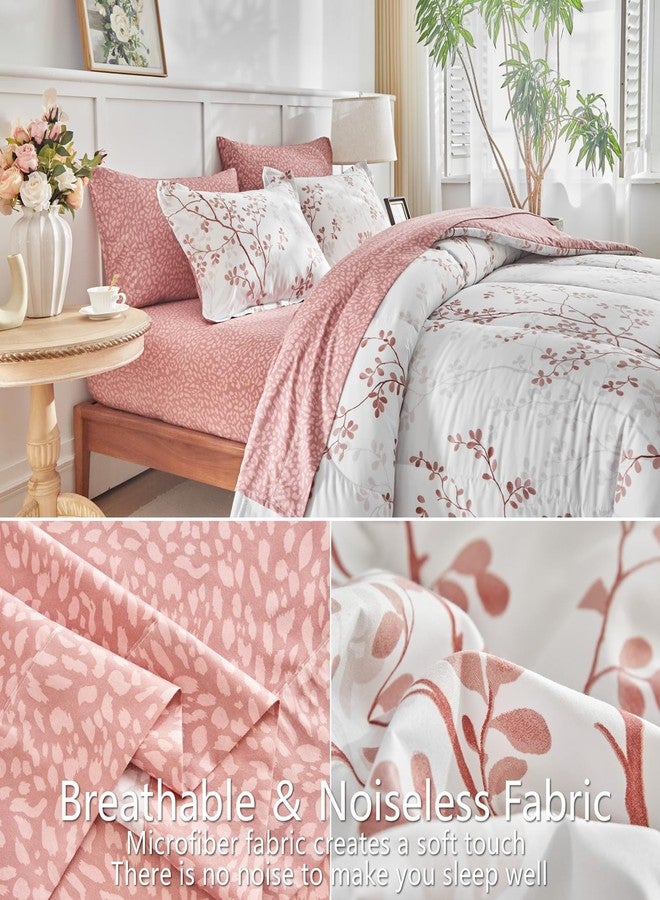 AIKASY Twin Comforter Set 6 Pieces- Soft Microfiber, Reversible Cute Floral Bedding Comforter Sets (1 Comforter, 2 Pillow Shams, 1 Flat Sheet, 1 Fitted Sheet, 2 Pillowcases) - Image 4