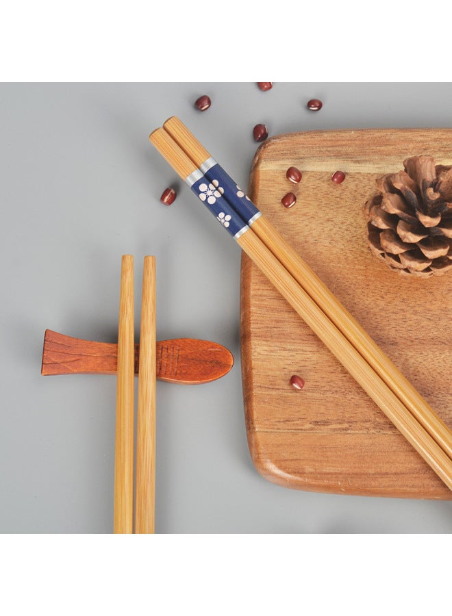 Bulk Bamboo Chopsticks Knotless Drawing Lacquer Chopsticks Short Plum Blossom Thermal Transfer Chopsticks Household Printing Chopsticks Tableware Chopsticks-Color:Threaded Section Plum Blossom  - Image 2