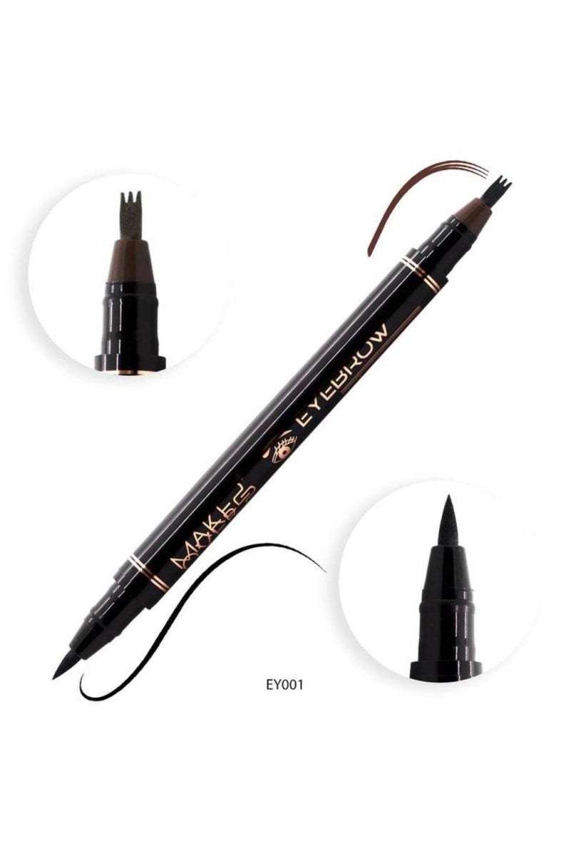 Makeover Dual-Use Eyebrow and Eyeliner Pencil Black/Chocolate 22-EY001 - Image 1