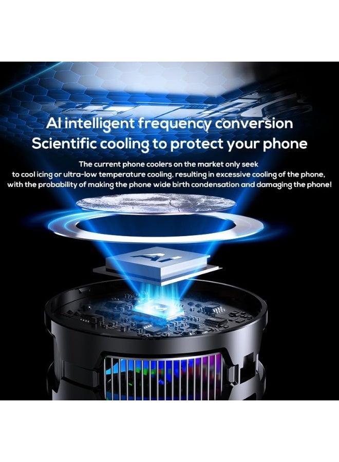 Phone Cooler for Gaming u0026 Streaming, LED Display Radiator Cooling Fan with Magnetic Attachment, 15W Semiconductor Cooling, Low Noise, No Fog – Compatible with 60-115mm Phones - Image 5