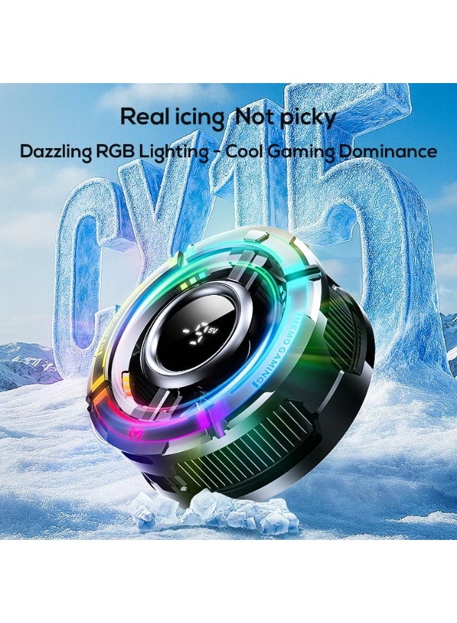 Phone Cooler for Gaming u0026 Streaming, LED Display Radiator Cooling Fan with Magnetic Attachment, 15W Semiconductor Cooling, Low Noise, No Fog – Compatible with 60-115mm Phones - Image 3