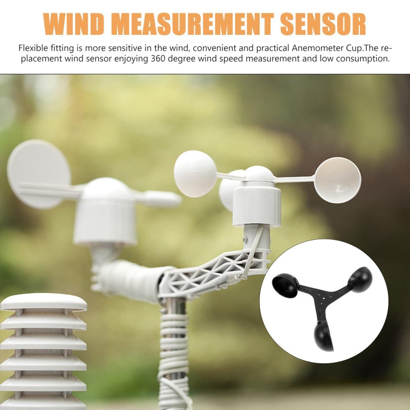 HEMOTON 3 Cup Anemometer Aluminum Alloy Wind Speed Sensor Replacement for Outdoor Weather Measurement - Image 4