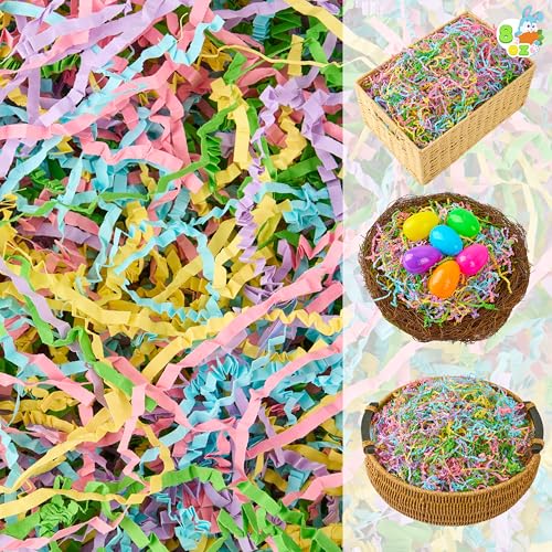 JOYIN 8 oz Easter Grass Shredded Paper, Recyclable Paper Grass, Shred Raffia Crinkle Cut for Basket Filler Stuffers, Easter Egg Hunt Crafts Decor, Party Favors, Box Bags Gift Wrapping Decoration