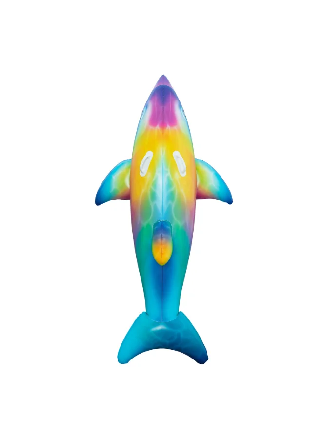 Bestway Bestway Dolphin Daydream Ride-On Inflatable Pool Float, 66 in x 26 in (1.68 m x 66 cm), Rainbow Dolphin Water Rider with Heavy-Duty Handles, Durable PVC Pool Toy for Kids Ages 3+