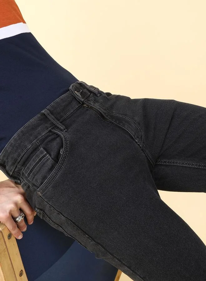 The Indian Garage Co The Indian Garage Co Men Dark Wash Slim Fit Black Jeans