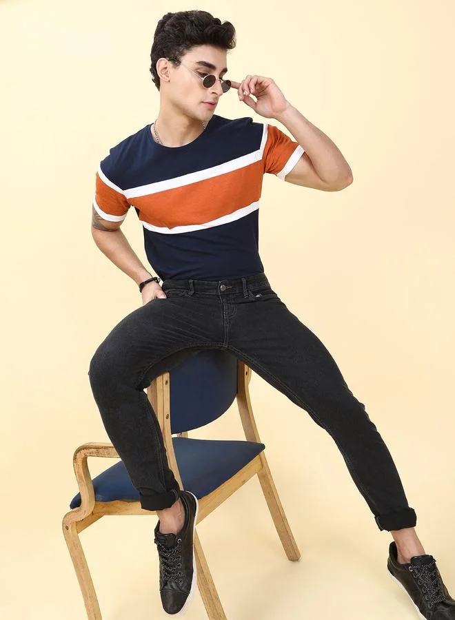 The Indian Garage Co The Indian Garage Co Men Dark Wash Slim Fit Black Jeans