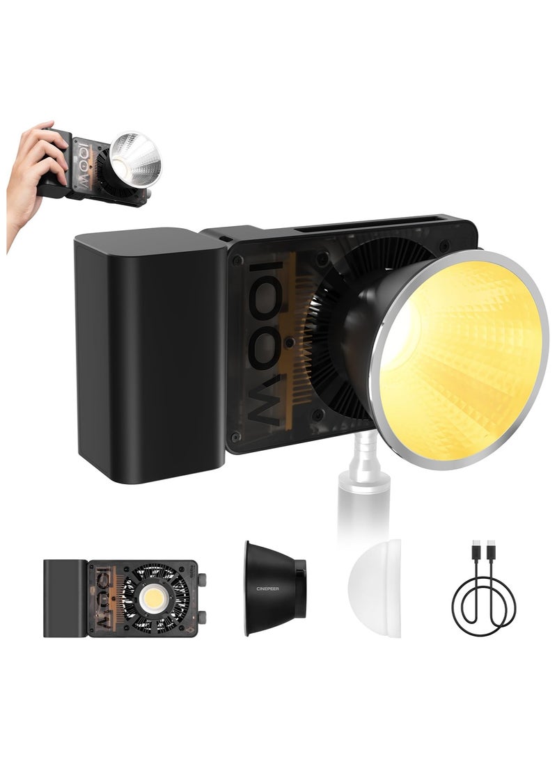 ZHIYUN CINEPEER CX100 100W LED Video Light [Official] with Built-in 4500mAh Battery,Bi-Color COB Continuous Output Lighting 2700K-6500K for Filmmaking/Live Streaming/Videography/Studio Photography - Image 1
