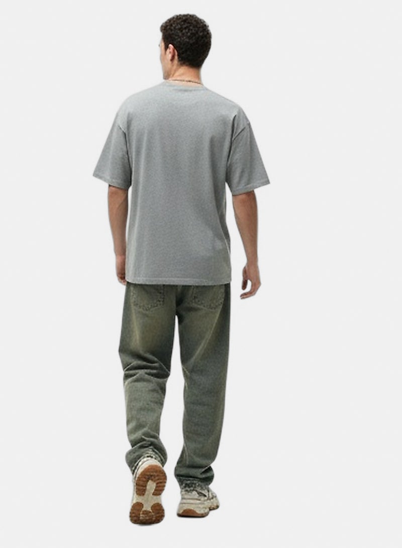 RAVIN Men Grey Fireball Graphic Oversized T-Shirt - Image 4