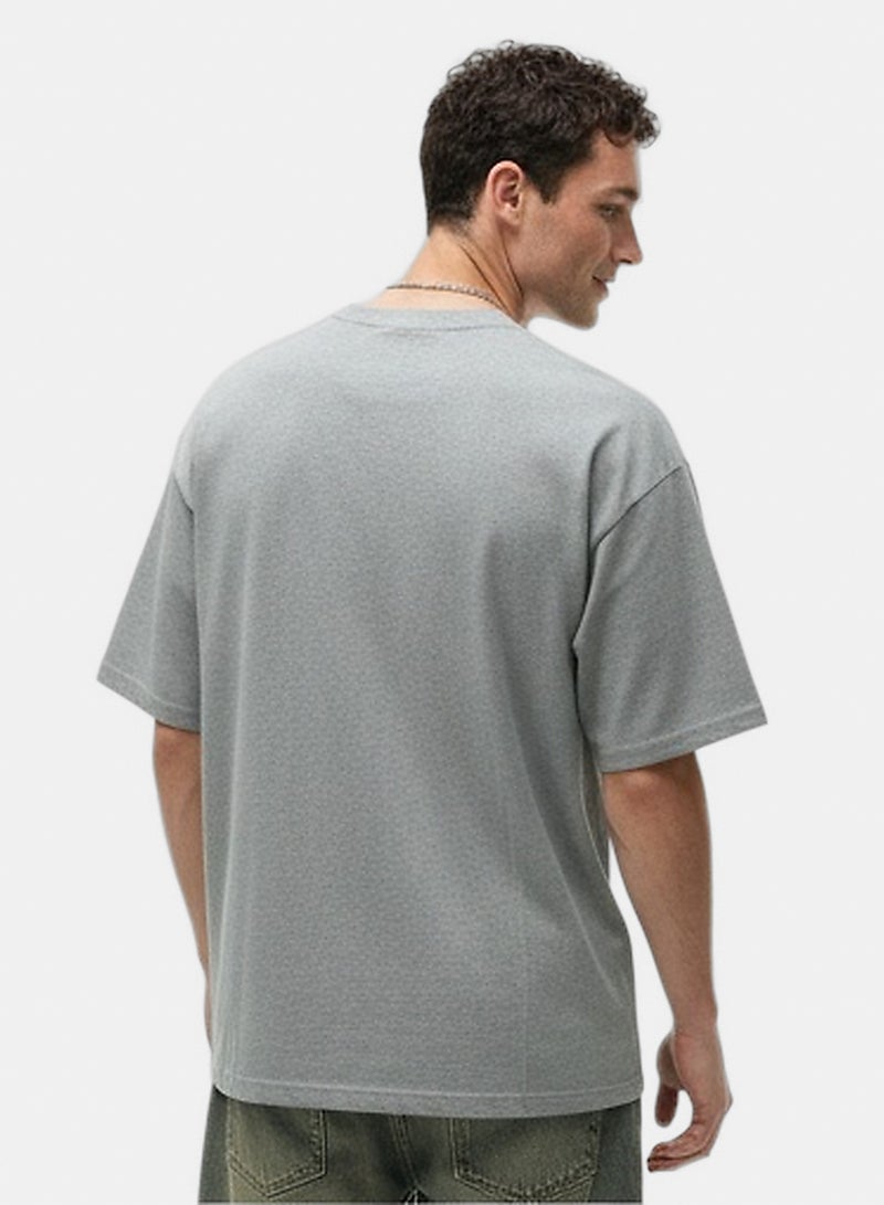 RAVIN Men Grey Fireball Graphic Oversized T-Shirt - Image 2