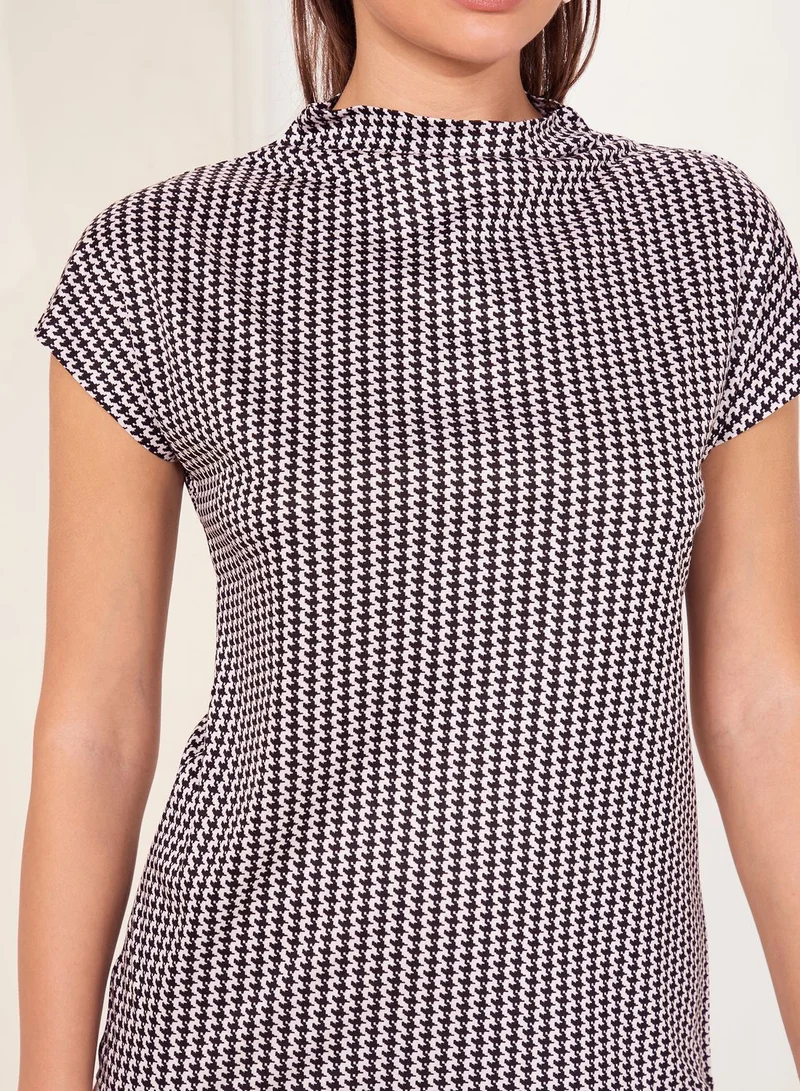 REISS Pax High Neck Gingham Top