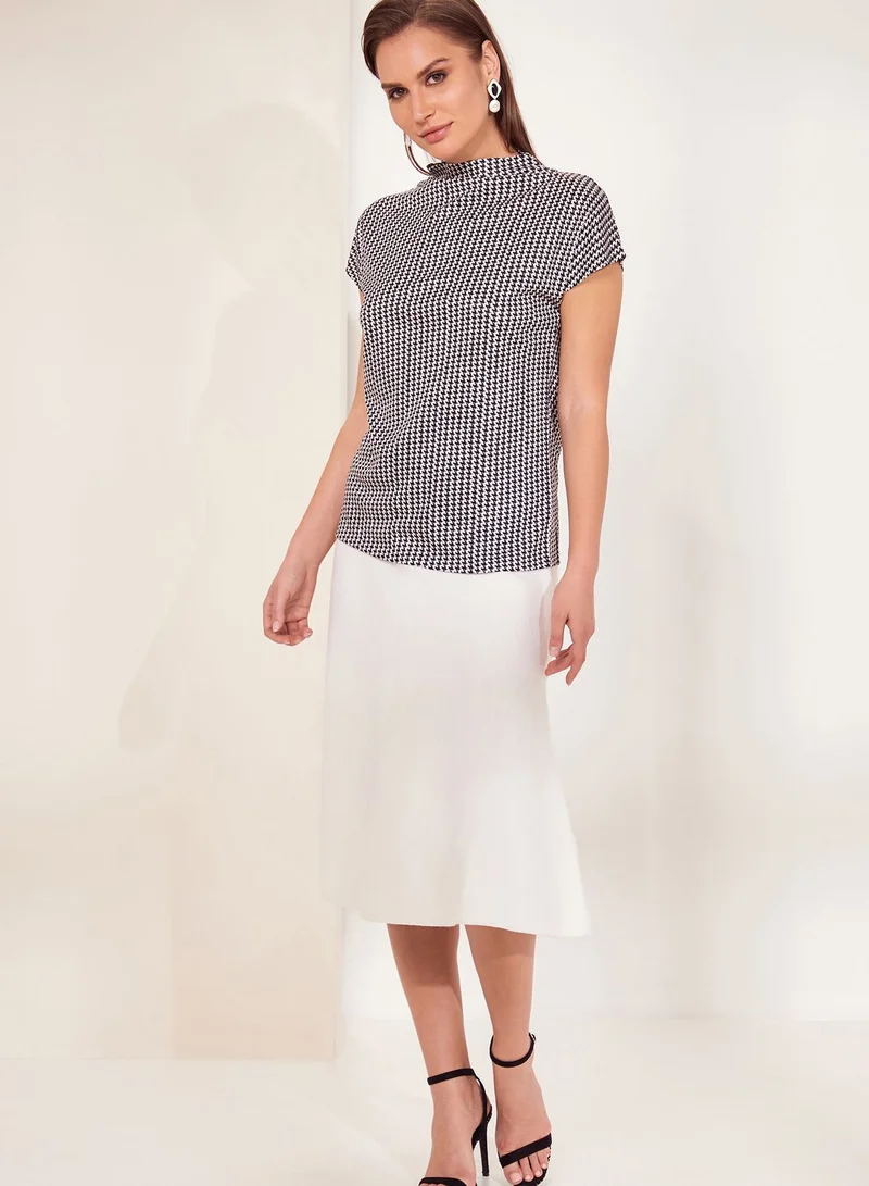 REISS Pax High Neck Gingham Top
