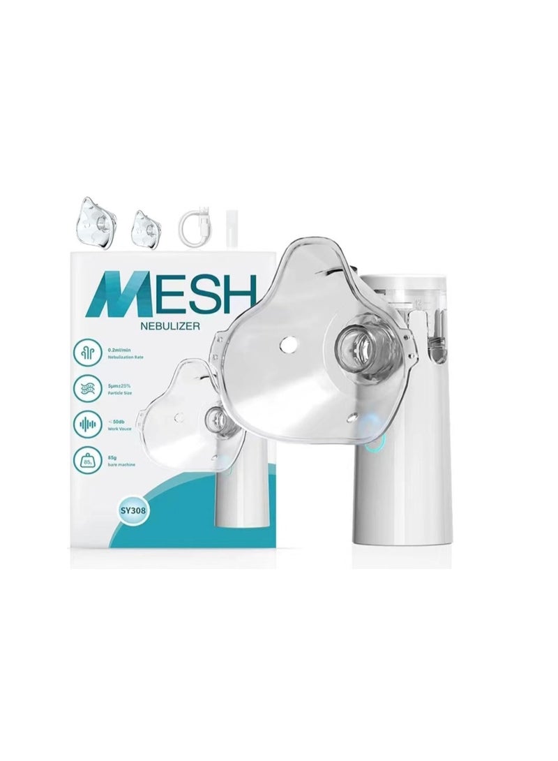 جهاز بخار محمول صامت للأطفال والكبار مع قناعين وفوهة استنشاق، مناسب للاستخدام في المنزل والمكتب وخارج المنزل