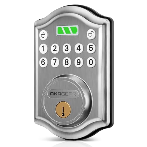 AkaGear Keyless Entry Door Lock with Keypad Smart Deadbolt for Front Door with 2 Keys Auto Lock Easy Installation DS10 Mini Satin Nickel - Image 1