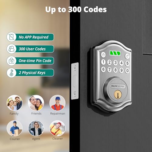 AkaGear Keyless Entry Door Lock with Keypad Smart Deadbolt for Front Door with 2 Keys Auto Lock Easy Installation DS10 Mini Satin Nickel - Image 3