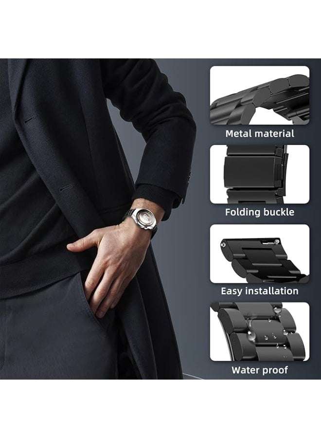 سوارمعدني للرجال مقاس 18 ملم متوافق مع ساعة هواوي جي تي 5 مقاس 41 ملم/ساعة هواوي جي تي 4 مقاس 41 ملم من الفولاذ المقاوم للصدأ اسود - Image 3