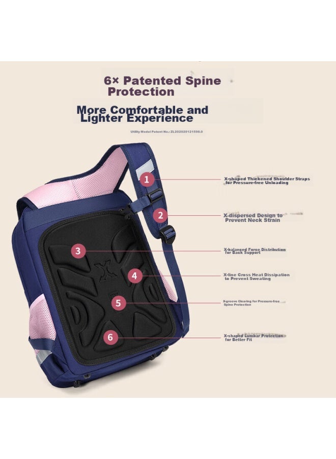Ninth Castle The Ninth Castle Elementary School Backpack For Girls Grades 1-3 Large Capacity Spine-protecting Lightweight Backpack For Boys - Image 2