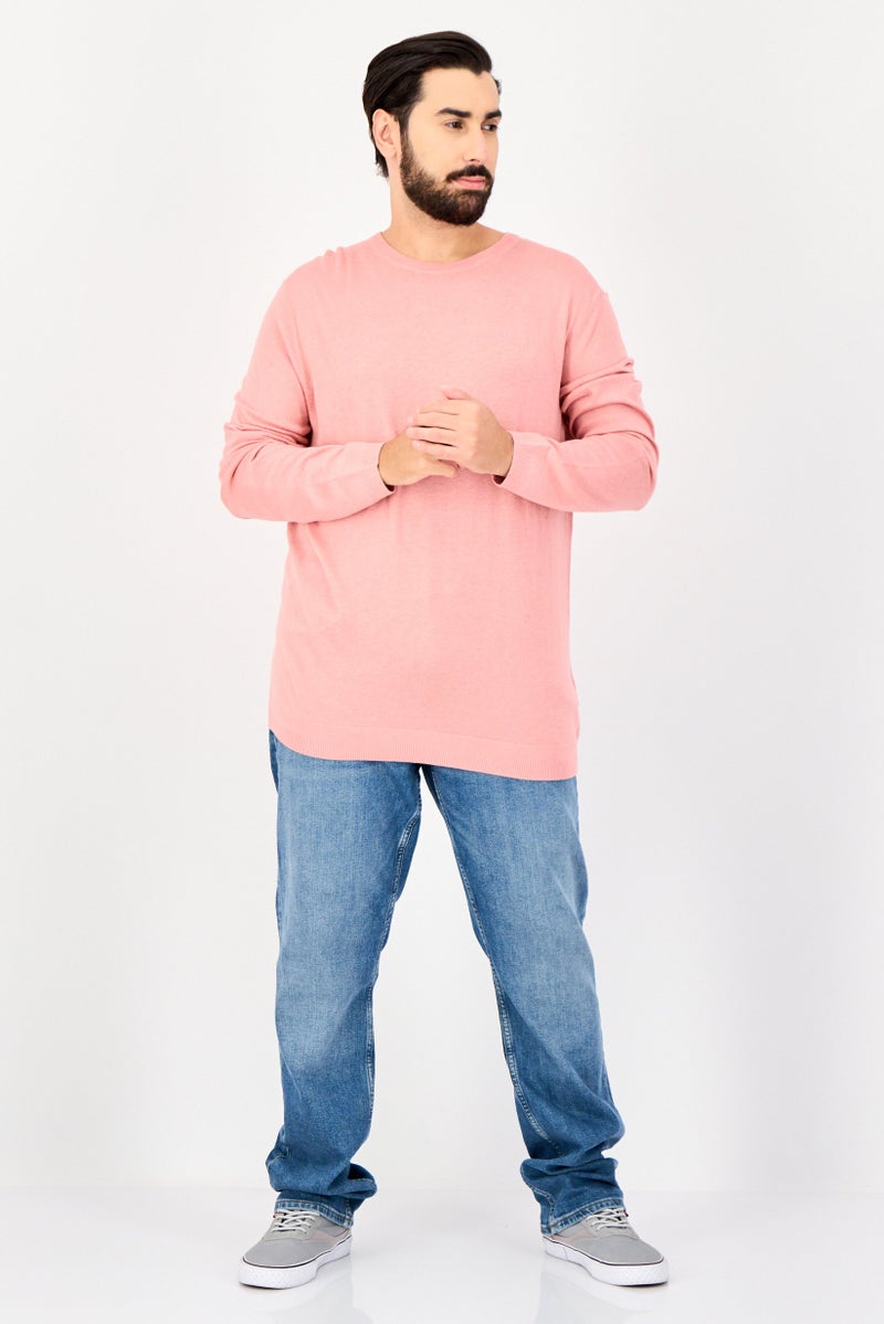 Timberland Men Slim Fit Crew Neck Solid Sweater, Old Pink - Image 4