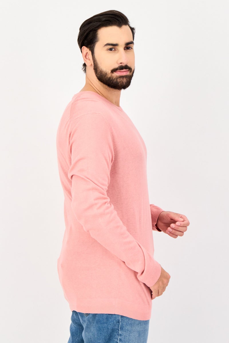 Timberland Men Slim Fit Crew Neck Solid Sweater, Old Pink - Image 2