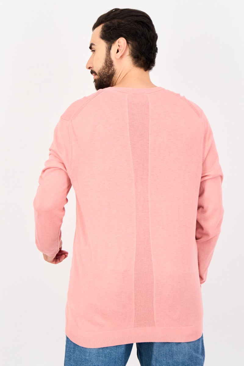 Timberland Men Slim Fit Crew Neck Solid Sweater, Old Pink - Image 3