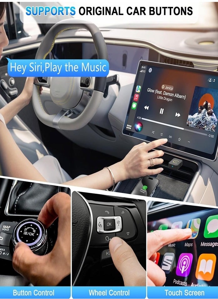 ماركة غير محددة - محول CarPlay لاسلكي صغير 2 في 1 مع بلوتوث 5.0 وواي فاي للسيارات السلكية CarPlay/Auto - Image 1