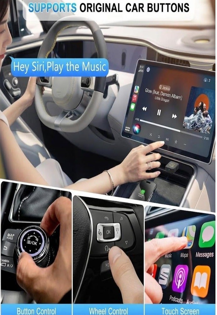محول CarPlay لاسلكي صغير 2 في 1 مع بلوتوث 5.0 وواي فاي للسيارات السلكية CarPlay/Auto - Image 3