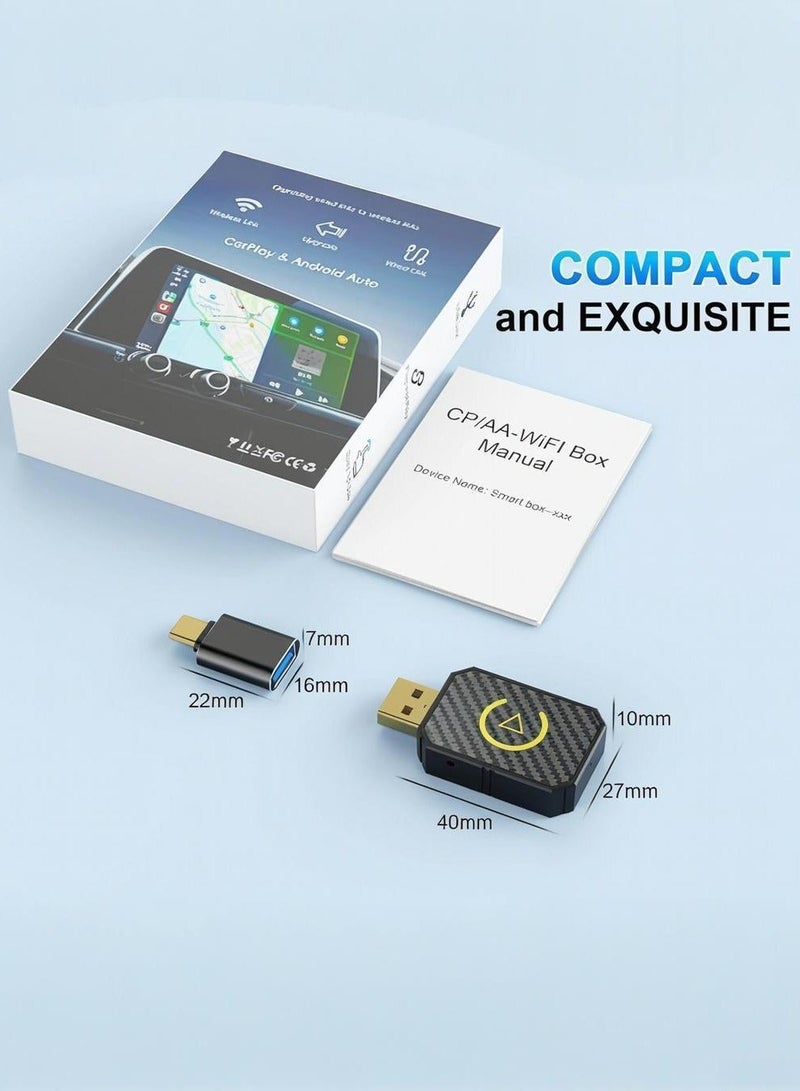 محول CarPlay لاسلكي صغير 2 في 1 مع بلوتوث 5.0 وواي فاي للسيارات السلكية CarPlay/Auto - Image 4