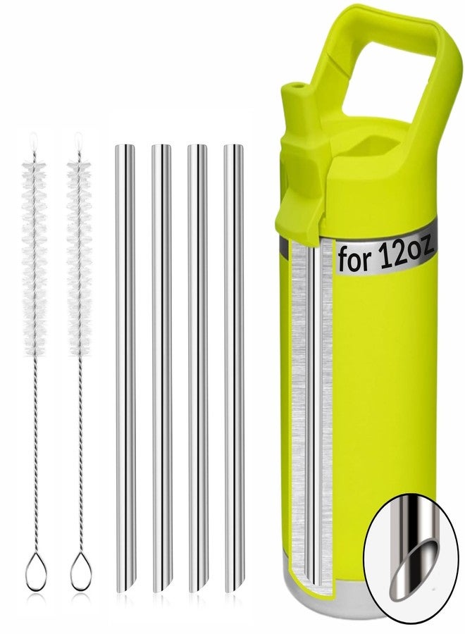 YINORD 4PCS Replacement Metal Straw for YETI Rambler Jr. Water Bottle, Reusable Stainless Steel Replacement Straws with 2PCS Cleaning Brushes Compatible with YETI Rambler Jr. Bottle (12oz) - Image 1