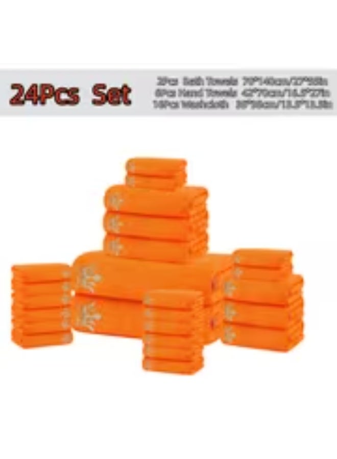 erorex 24pcs Ultra Soft Bath Towel Set, Coral Fleece Towel Bath Towel Washcloth Set, 16pcs 35 x 35cm Washcloth, 6pcs 42 x 70cm Hand Towels, 2pcs 70 x 140cm Bath Towels, Quick-Dry, Fast Absorbing, Lightweight, Perfect for Home, Hotel, Camp, travel and Spa - Image 1