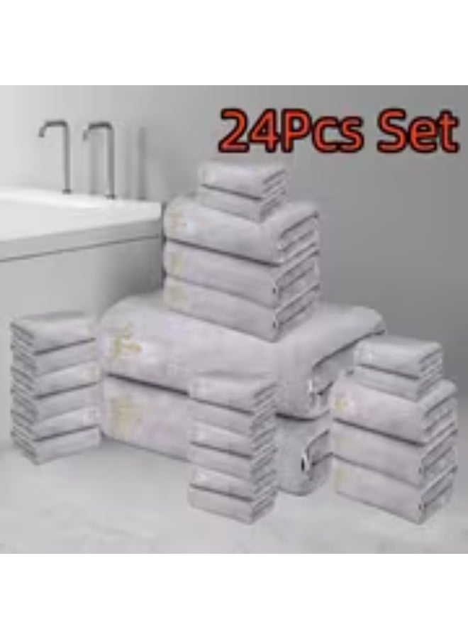 erorex 24pcs Ultra Soft Bath Towel Set, Coral Fleece Towel Bath Towel Washcloth Set, 16pcs 35 x 35cm Washcloth, 6pcs 42 x 70cm Hand Towels, 2pcs 70 x 140cm Bath Towels, Quick-Dry, Fast Absorbing, Lightweight, Perfect for Home, Hotel, Camp, travel and Spa - Image 2