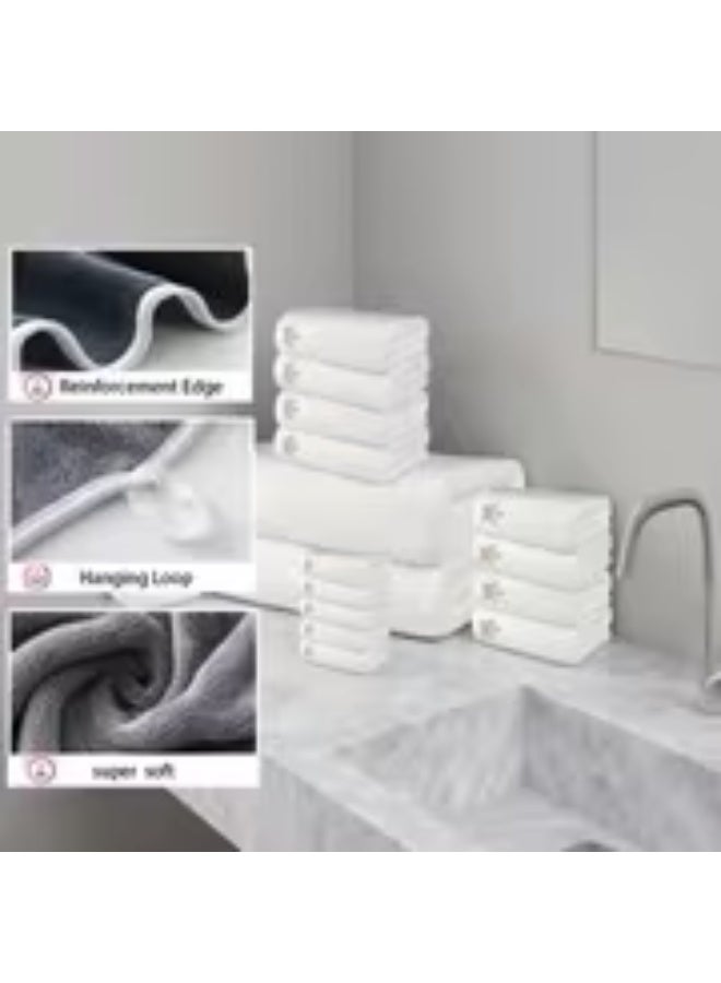 erorex 24pcs Ultra Soft Bath Towel Set, Coral Fleece Towel Bath Towel Washcloth Set, 16pcs 35 x 35cm Washcloth, 6pcs 42 x 70cm Hand Towels, 2pcs 70 x 140cm Bath Towels, Quick-Dry, Fast Absorbing, Lightweight, Perfect for Home, Hotel, Camp, travel and Spa - Image 5