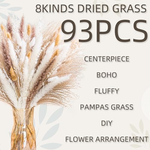 NTLPAMPA Natural Pampas Grass 8kind Grass Mix Bouquet | Dried Pampas Bouquet for Wedding Boho Flowers Home Table Decor Desk Decor, Rustic Farmhouse Decor (93PCS) - Image 3