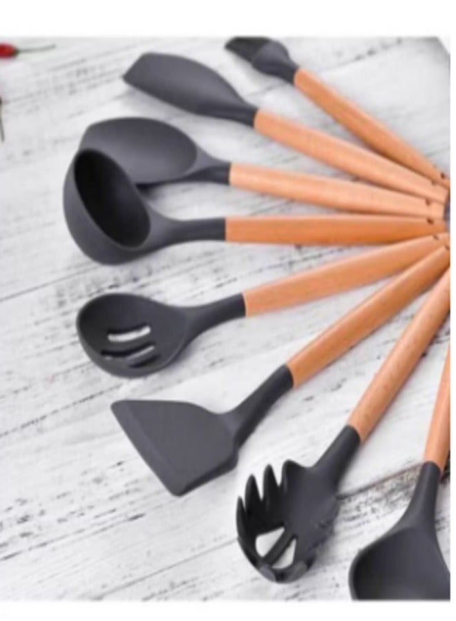 Breeze 11-Piece Silicone Kitchen Utensil Set with Wooden Handles | Heat-Resistant Cooking Tools | Non-Stick & BPA-Free1  - Image 2
