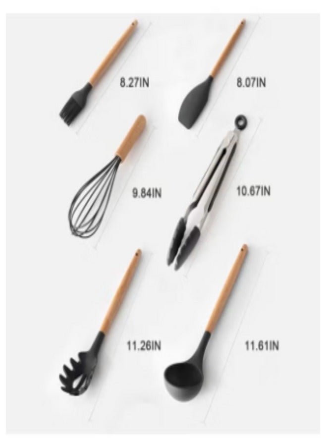 Breeze 11-Piece Silicone Kitchen Utensil Set with Wooden Handles | Heat-Resistant Cooking Tools | Non-Stick & BPA-Free1  - Image 4