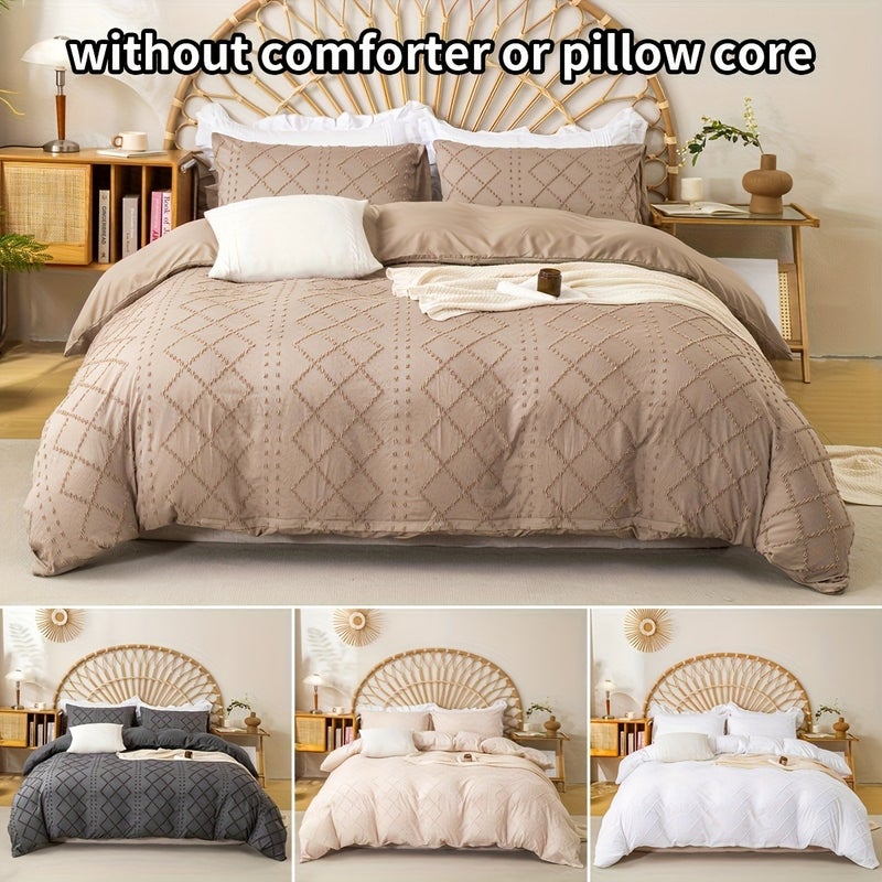 3pcs Dot Wave Western Cut Flowers Solid Color Down Comforter Cover Set (Comforter And Pillow Inserts Not Included) - Image 2
