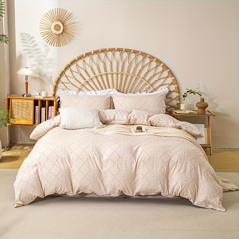 3pcs Dot Wave Western Cut Flowers Solid Color Down Comforter Cover Set (Comforter And Pillow Inserts Not Included) - Image 1