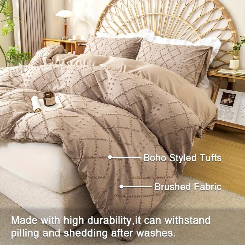 3pcs Dot Wave Western Cut Flowers Solid Color Down Comforter Cover Set (Comforter And Pillow Inserts Not Included) - Image 3