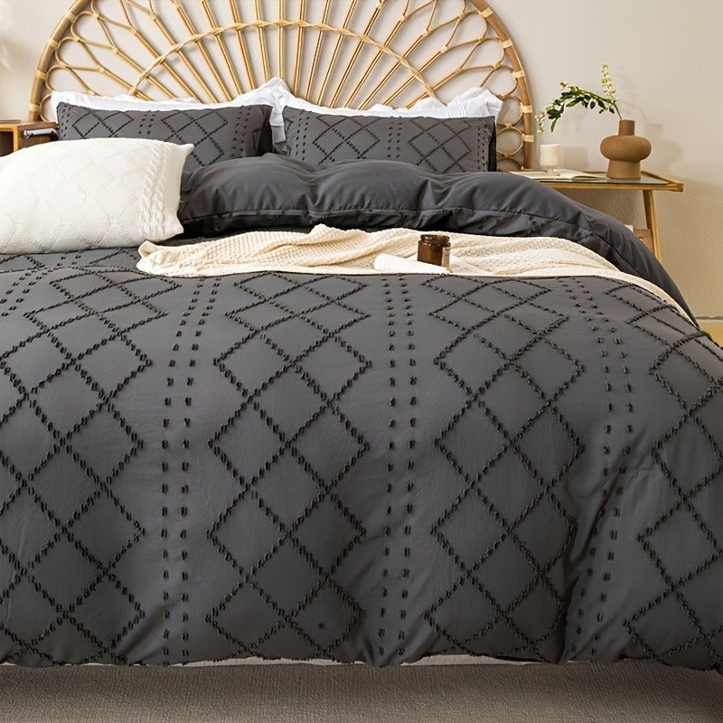 3pcs Dot Wave Western Cut Flowers Solid Color Down Comforter Cover Set (Comforter And Pillow Inserts Not Included) - Image 4