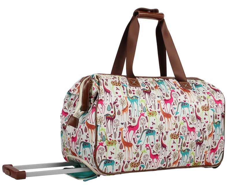 Lily Bloom Pattern 22 Inch Duffel Bag with 2-Rolling Wheels, Weekender Overnight Travel Lightweight Carry-On Suitcase For Women - Image 3