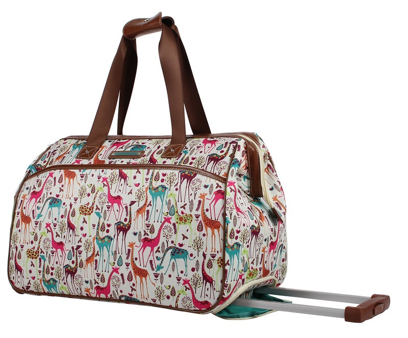 Lily Bloom Pattern 22 Inch Duffel Bag with 2-Rolling Wheels, Weekender Overnight Travel Lightweight Carry-On Suitcase For Women - Image 1