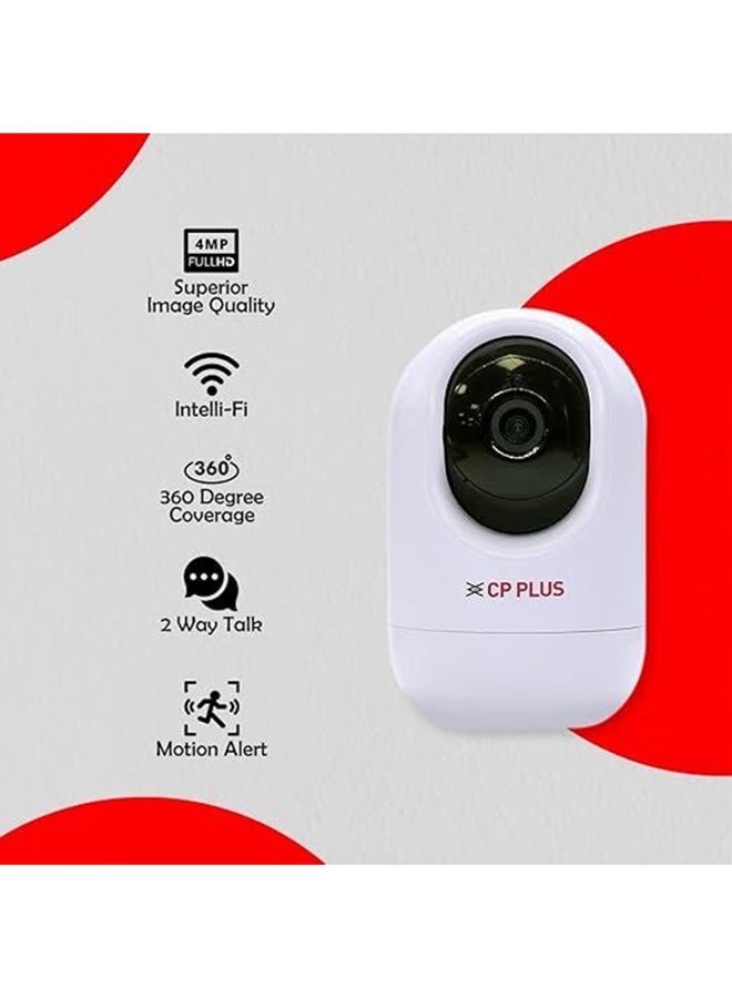 CP PLUS Renewed - CP PLUS 4MP Quad HD 2K Smart Wi-Fi CCTV Indoor Home Security Camera | 1440P Wireless 360° Camera | Night Vision | Two Way Talk | Alexa & OK Google | 15 Mtr, White - CP-E44A - Image 2