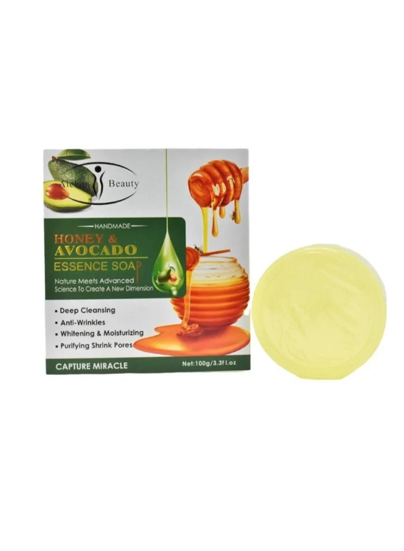 Aichun Beauty Handmade Honey & Avocado Essence Deep Cleansing Soap (100g) - Image 2