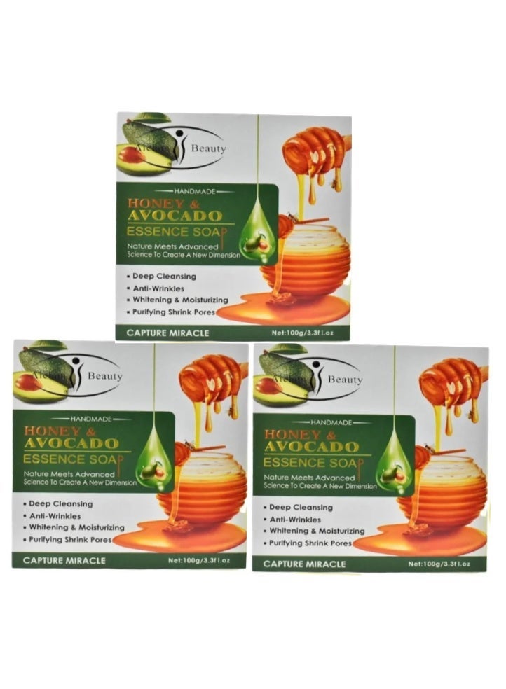 Aichun Beauty Handmade Honey & Avocado Essence Deep Cleansing Soap (100g) - Image 1